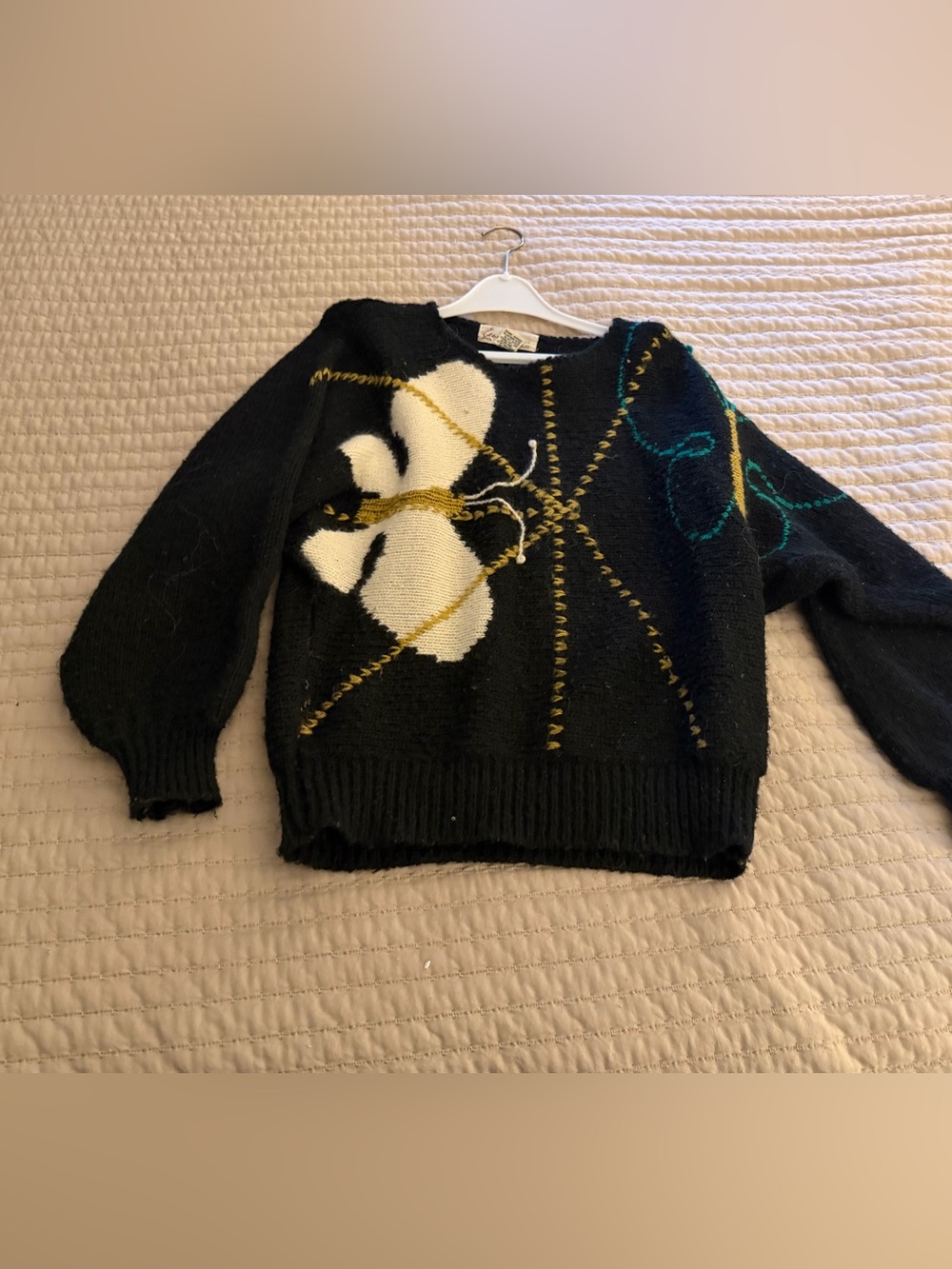 Black Floral Accent Women's Sweater